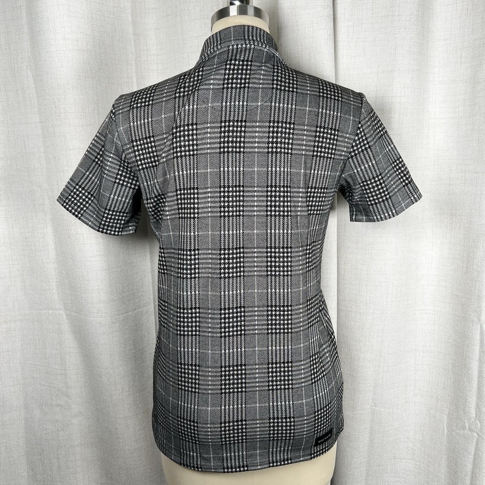 Mauvais 1/4 Zip Polo Shirt Black White‎ Glen Plaid Check Men's Size Small Golf - Picture 7 of 11